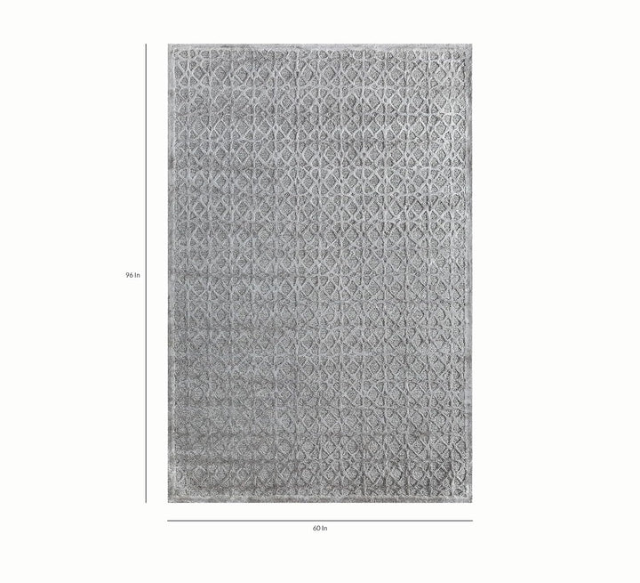 Geometric Wool Blend Rug - Stylish and Versatile | Modern Geometric Wool Blend Rug (5x8 Feet, Grey & Black)