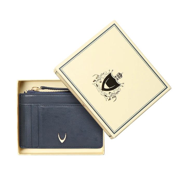 Mens Leather Blue Card Holder | Streamlined Brown Bi-Fold Organizer