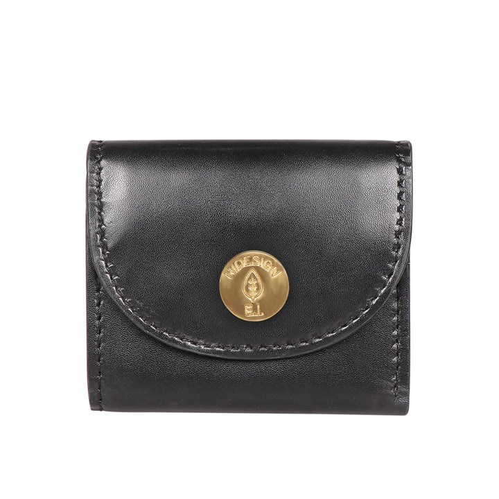 Black Leather Tri-Fold Wallet | Petite Elegance Trifold Wallet