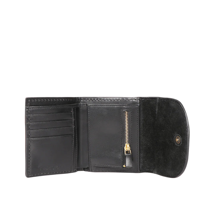 Black Leather Tri-Fold Wallet | Petite Elegance Trifold Wallet