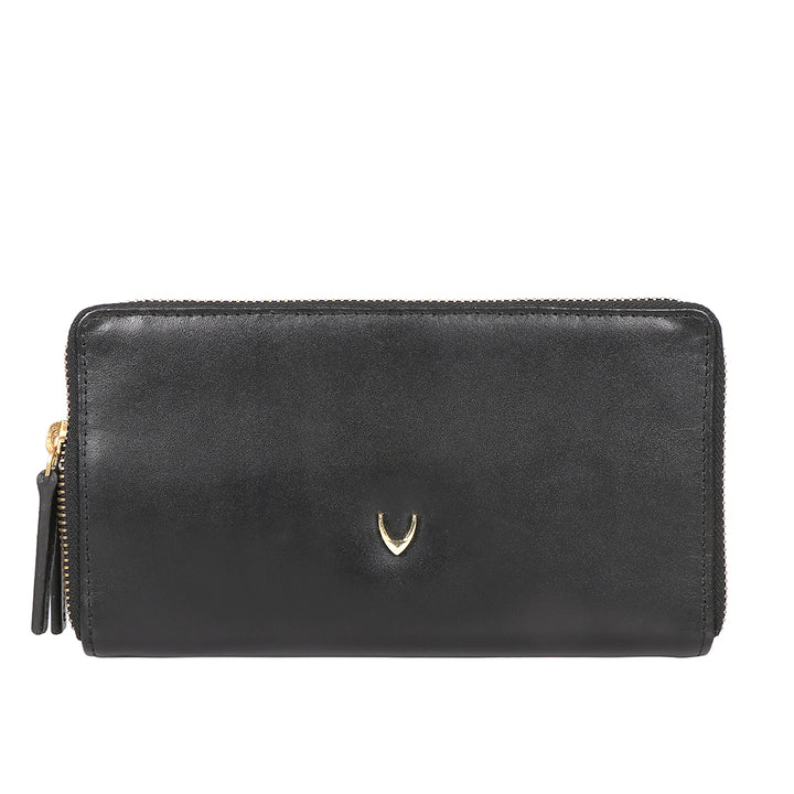 Black Leather Zip Around Wallet | Sleek Chic Zip Around Wallet