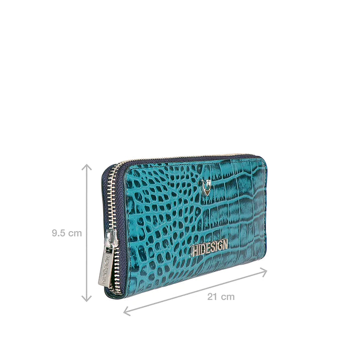 Blue Leather Zip Around Clutch | Luxe Zip-Around Leather Clutch