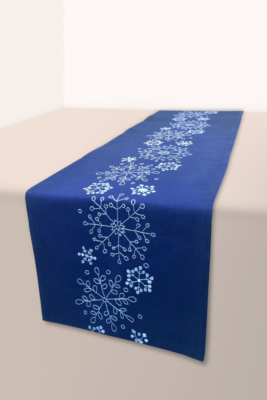 Blue Floral Table Runner - Handwoven Japanese Design | Thales - Handwoven Table Runner - Blue