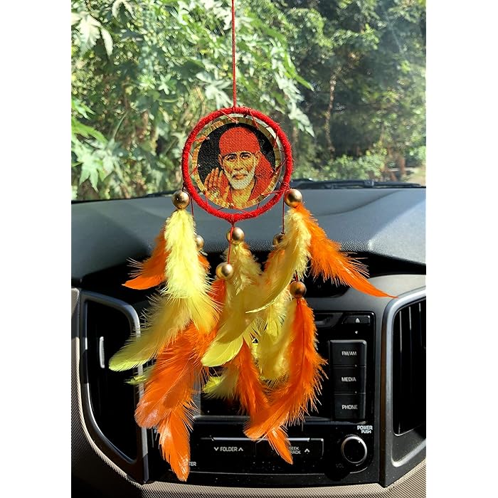 Sai Baba Canvas Car Hanging | Handmade Sai Baba Canvas Car Hanging for Positivity