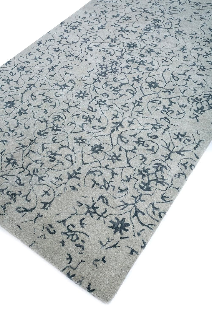 Handmade Rectangle Carpet - 5X8 Feet - Imara Collection | Imara Wool Traditional Hand-Tufted Area Carpet (Deep Blue/Natural White, 5x8 Feet)