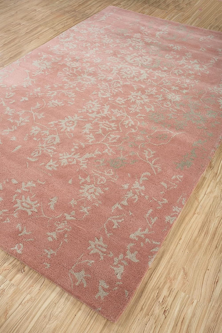 Transitional Wool Area Rug in Antique White and Brick Red - Durable and Comfortable | Imara Wool Transitional Hand Tufted Area Carpet (Antique White/Brick Red, 5x8 Feet)