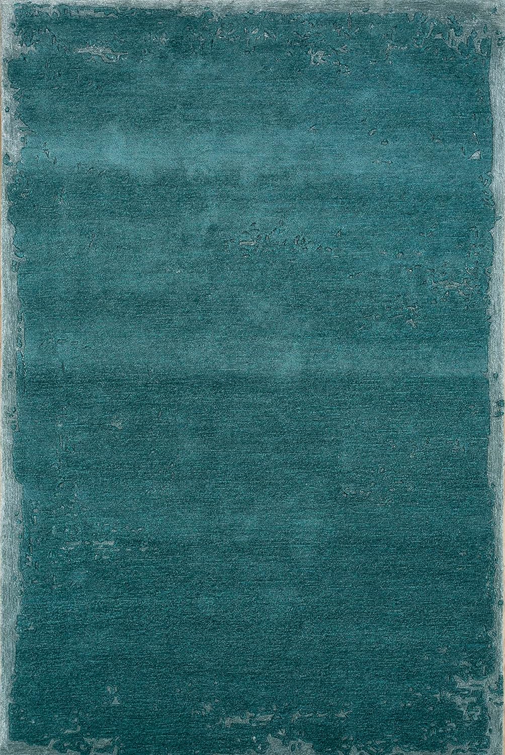 Modern Wool Blend 6X9 Area Carpet in Peacock/Seaside Blue | Shudd Wool and Viscose Modern Area Carpet (Peacock Blue/Seaside Blue, 6x9 Feet)
