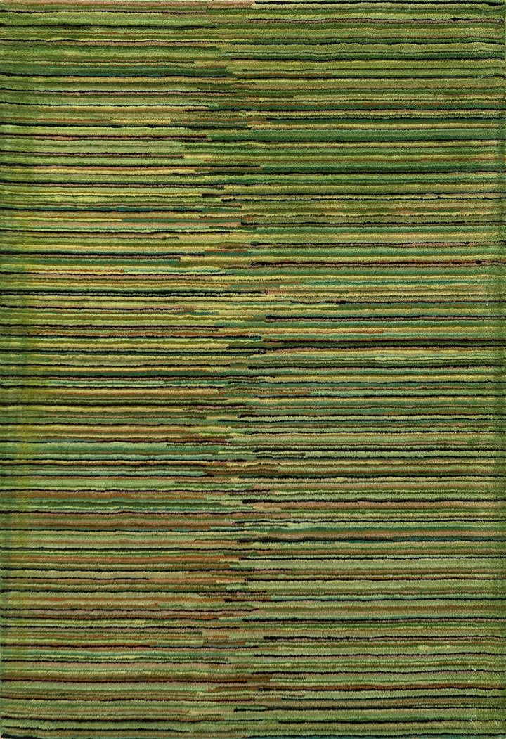 Vibrant Green Wool Rug - 6 x 9 ft, Handmade, Non-slip | Wool & Viscose Handmade Hand Tufted Striped Carpet (Green, 6x9 Feet)