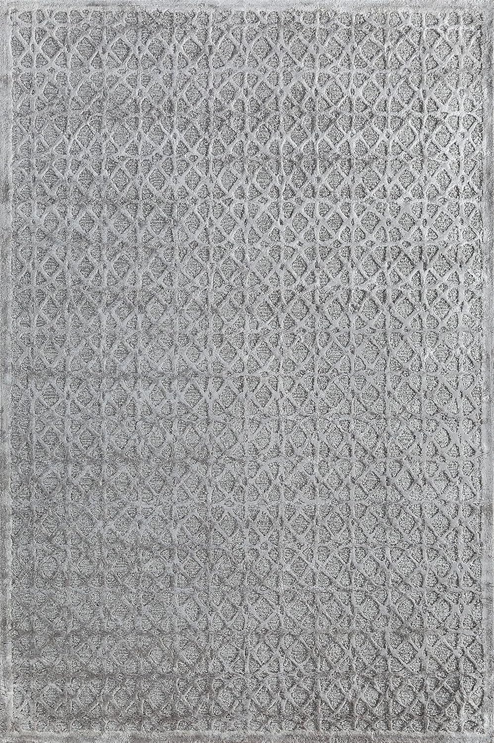 Geometric Wool Blend Rug - Stylish and Versatile | Modern Geometric Wool Blend Rug (5x8 Feet, Grey & Black)