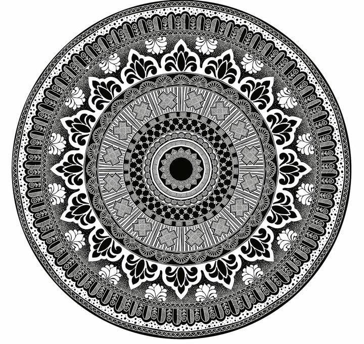 11-Piece Black Ceramic Plates Set with Flower Designs | Artistic Wall Hanging Ceramic Plates Set of 11 - Black