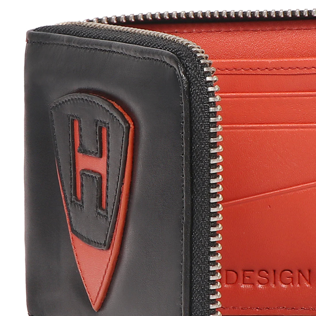 Men's Leather Zip Around Wallet in Orange | Elegance Zip Around Wallet