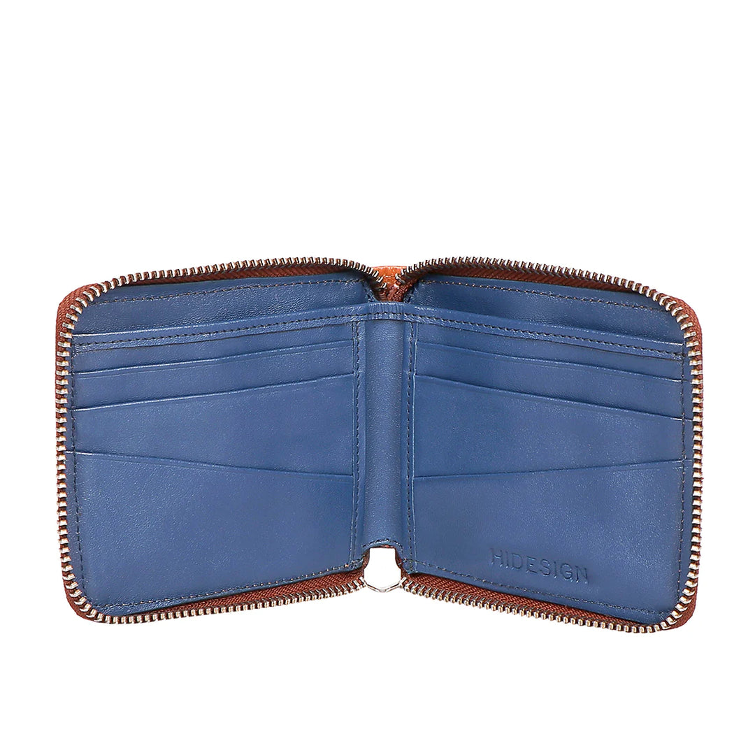 Men's Leather Zip Around Wallet in Orange | Elegance Zip Around Wallet