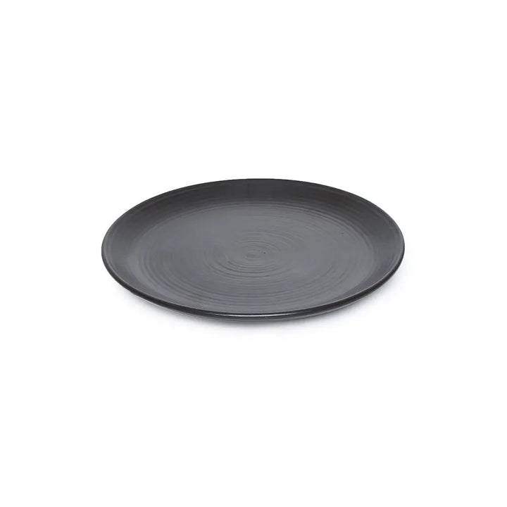 7 Lead-Free Ceramic Dinner Plate | Handmade Ceramic Quarter Dinner Plate - Black