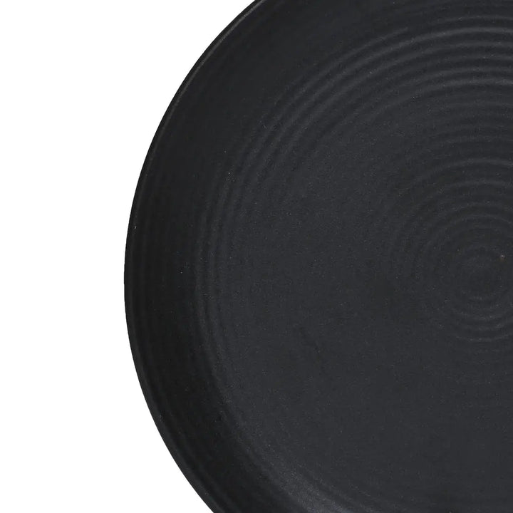 7 Lead-Free Ceramic Dinner Plate | Handmade Ceramic Quarter Dinner Plate - Black