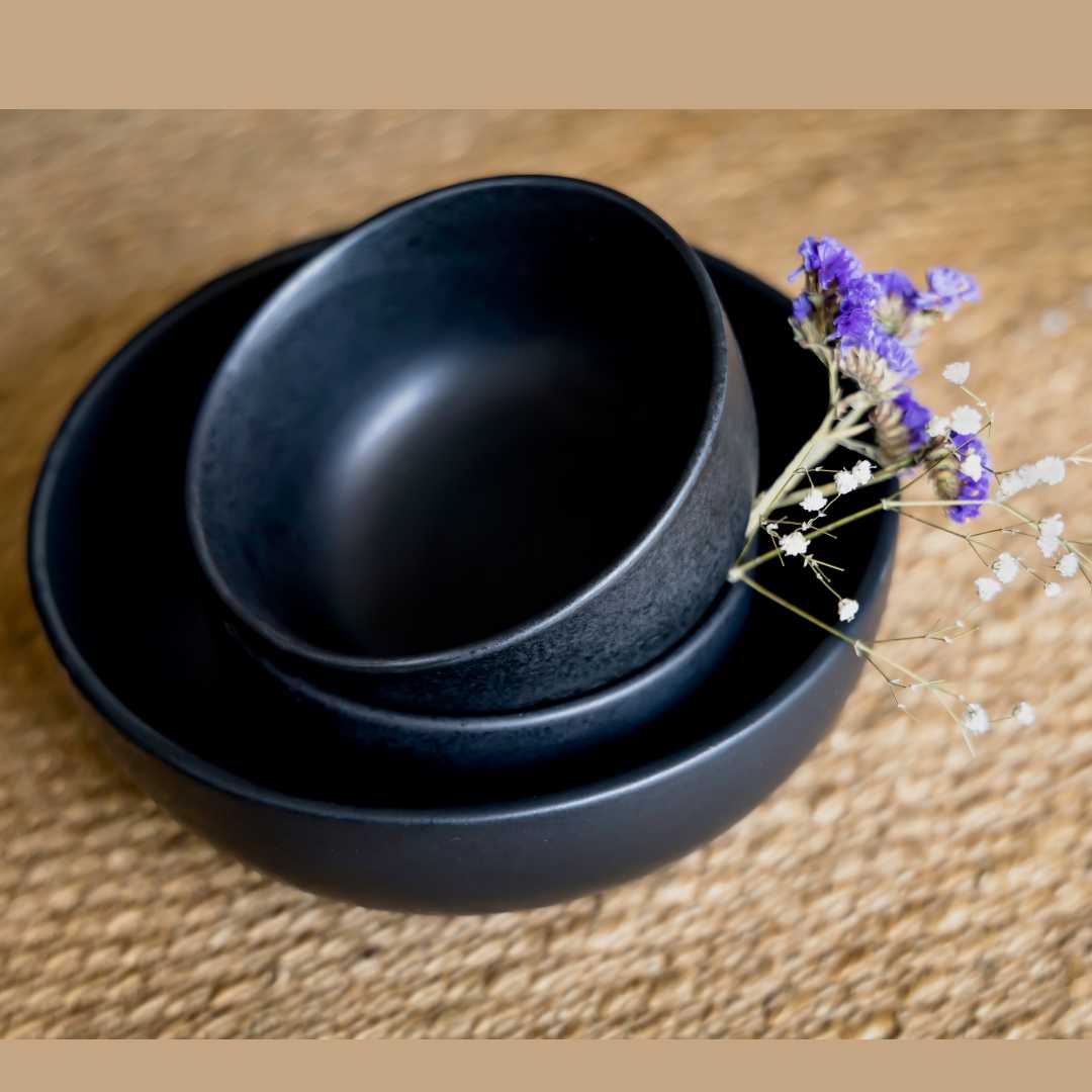 Handmade Ceramic Serving Bowl - Lead-Free | Handmade Ceramic Serving Bowl - Black