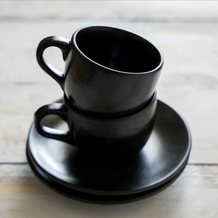 Black Ceramic Cup & Saucer | Enchanting Ceramic Cup & Saucer - Black