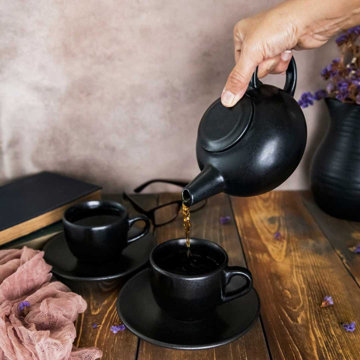 Black Ceramic Tea Set | Enchanting Ceramic Tea Essentials of 5 Pieces - Black