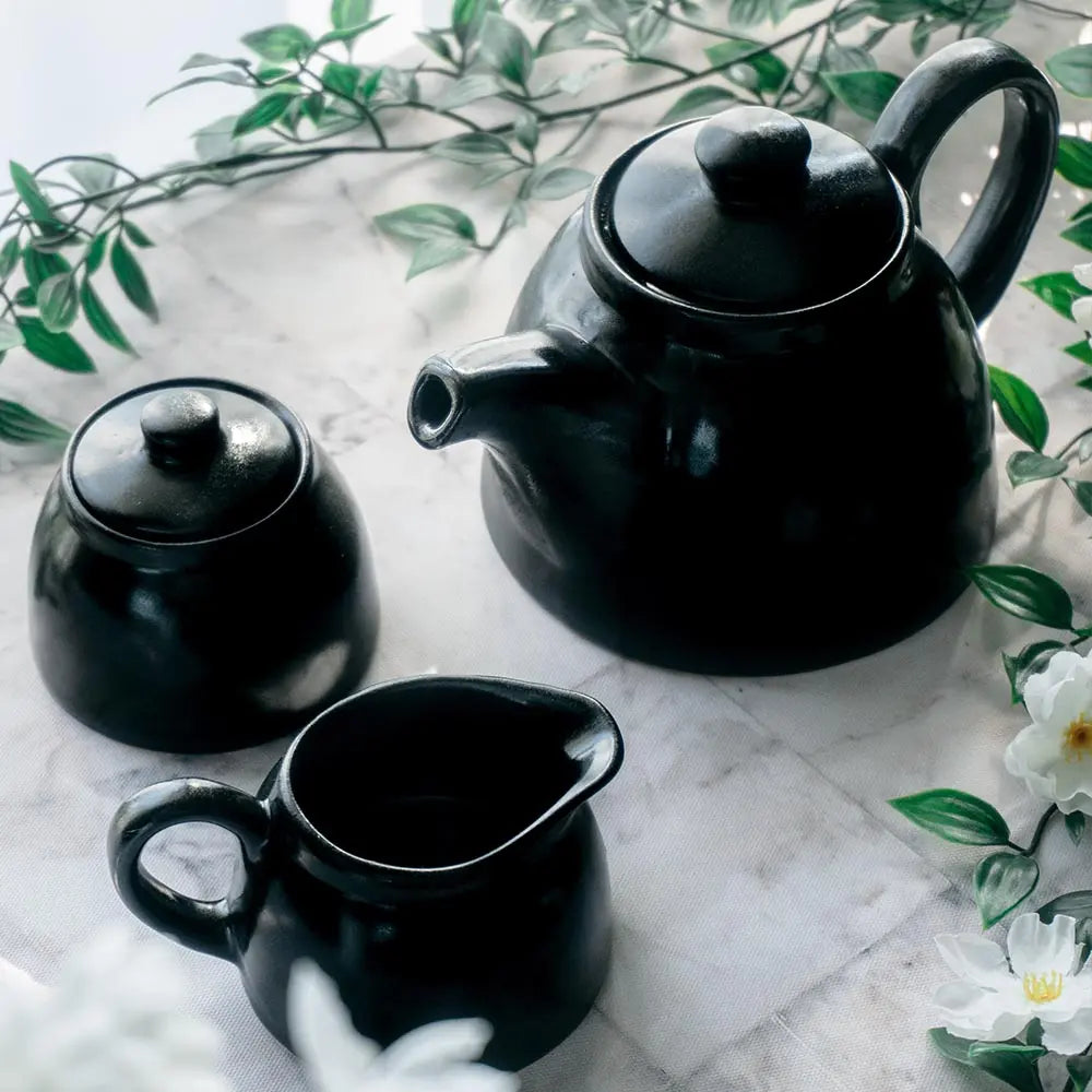 White Ceramic Tea Set of 3 Pcs | Exclusive Grand Black Ceramic Tea Set of 3 Pcs