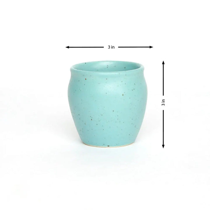 Handmade Ceramic Tea Set - Set of 6 - Light Aqua | Handmade Ceramic Tea Kulhad Set of 6 - Light Aqua