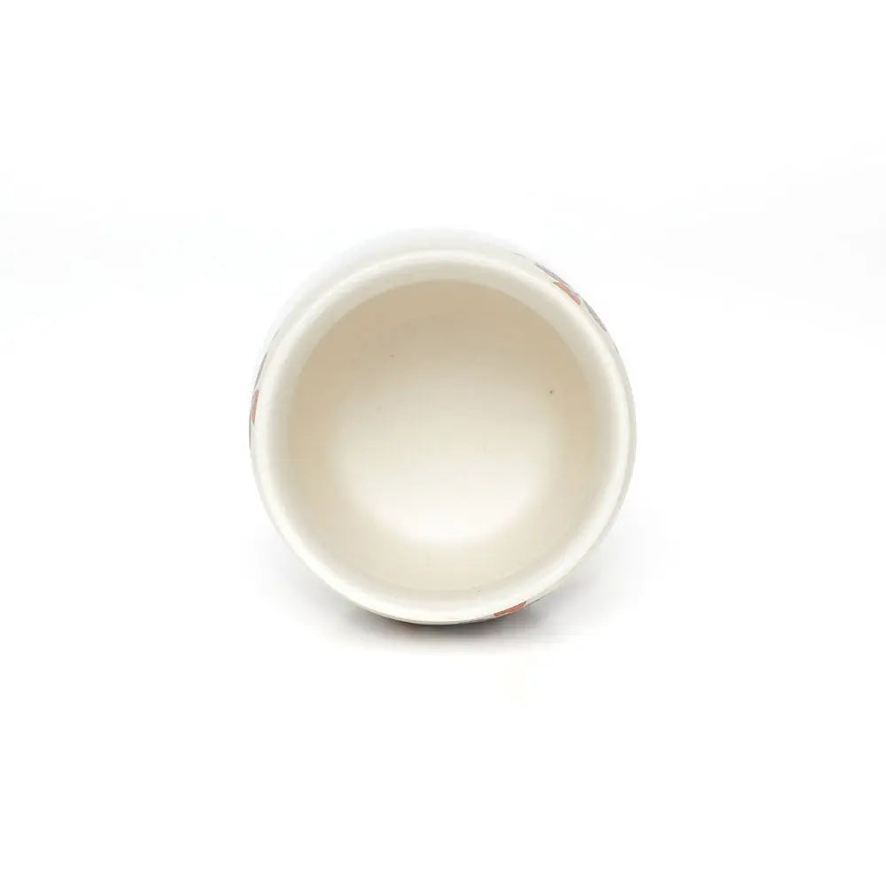 Ceramic Tea Kulhad Set of 2 - White - Orange Tulip Design | Exclusive Orange Tulip Ceramic Tea Kulhad Set of 2 - White