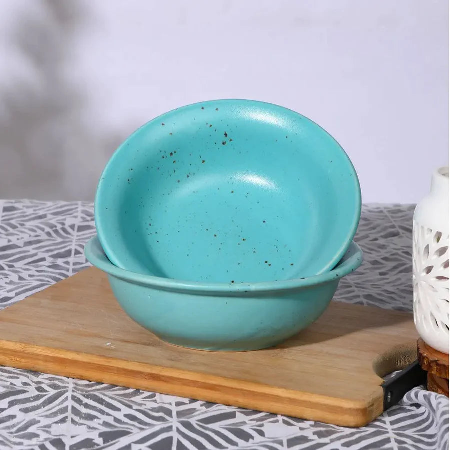 Sky Blue Ceramic Serving Bowls, Set of 2 | Handmade Ceramic Serving Bowl Set of 2 - Sky Blue