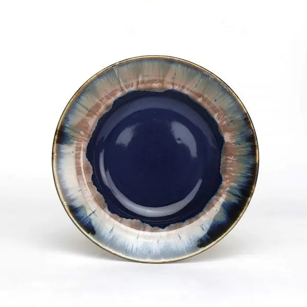 Blue Ceramic Pasta Platter Set: Lead-free | Handmade Ceramic Pasta Platter set of 6 - Blue