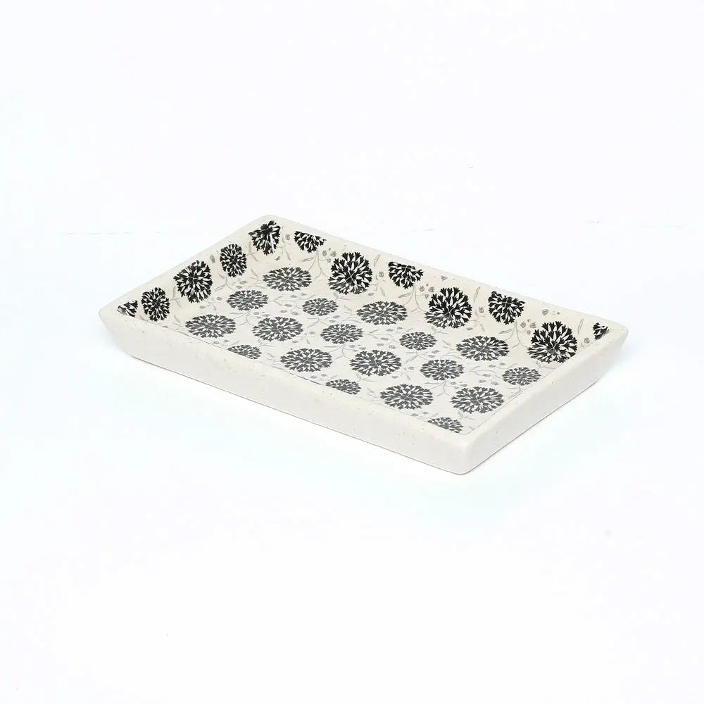 Black Print Ceramic Serving Tray | Handmade Black Print Ceramic Serving Tray