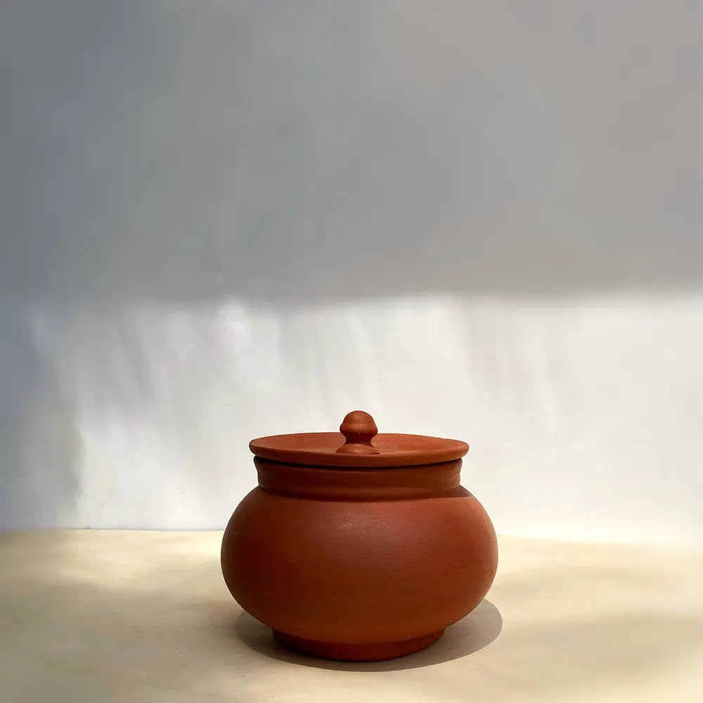 Terracotta Water Dekchi | Handmade Terracotta Small Water Dekchi with Lid