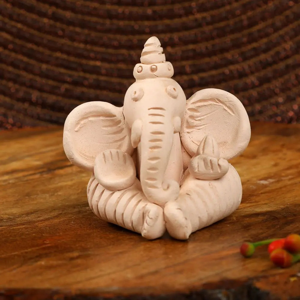 Terracotta Ganesh Sculpture Set | Handmade Terracotta Small and Medium Ganesh Sculpture Set of 3