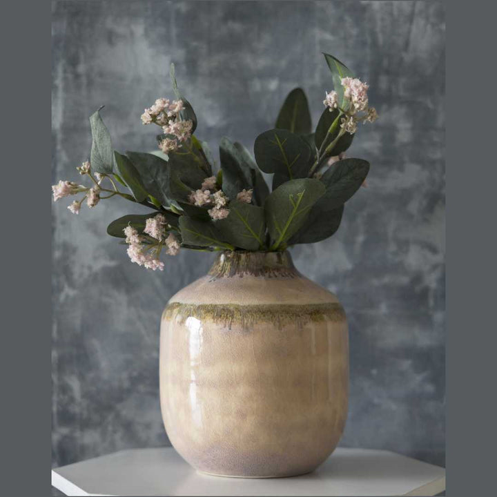 Beige Ceramic Vase - High-Quality 6x6x7 inches | Handmade Ceramic Vase - Beige