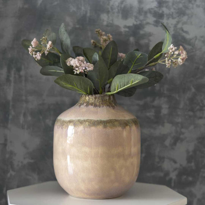 Beige Ceramic Vase - High-Quality 6x6x7 inches | Handmade Ceramic Vase - Beige