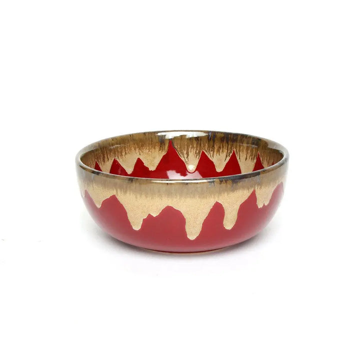 Handmade Ceramic Serving Bowl Set | Handmade Ceramic Serving Bowl Set of 2 - Deep Red