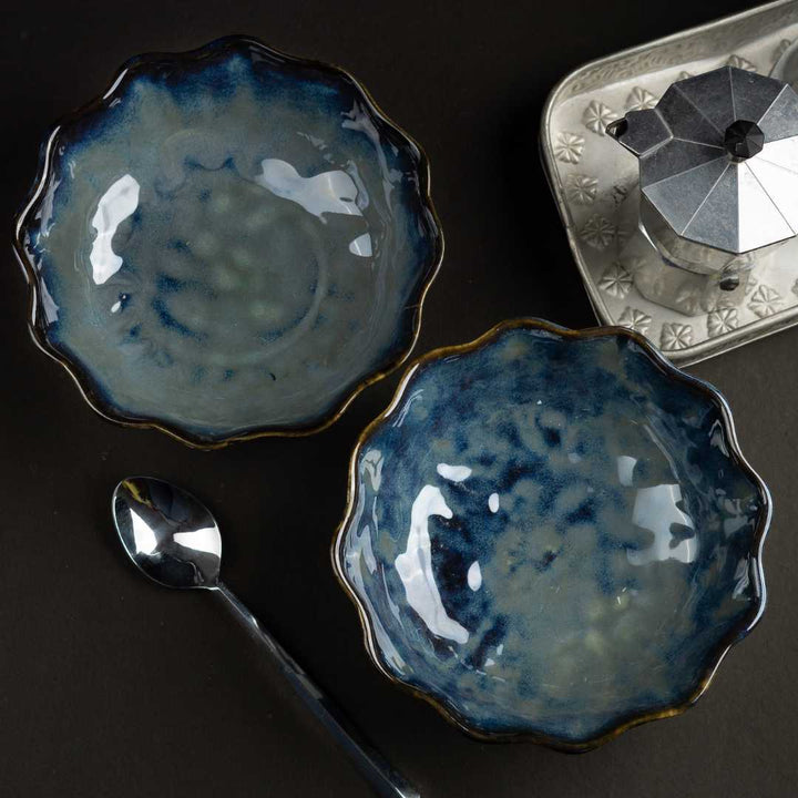 Midnight Blue Ceramic Serving Bowl, 750ml | Handmade Ceramic Large Serving Bowl - Midnight Blue