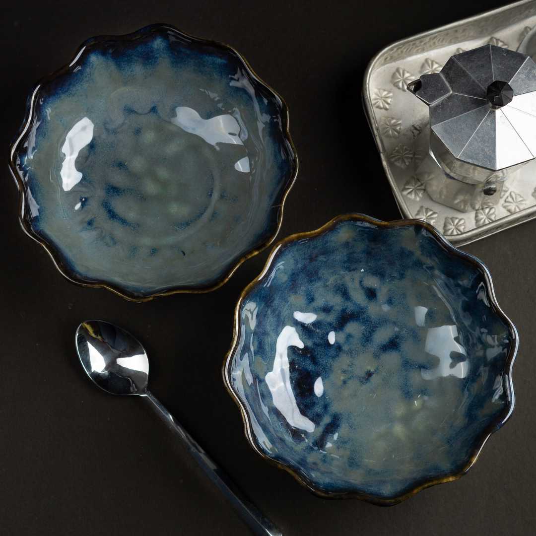 Blue Ceramic Serving Bowl - 750ml | Handmade Medium Ceramic Serving Bowl - Blue
