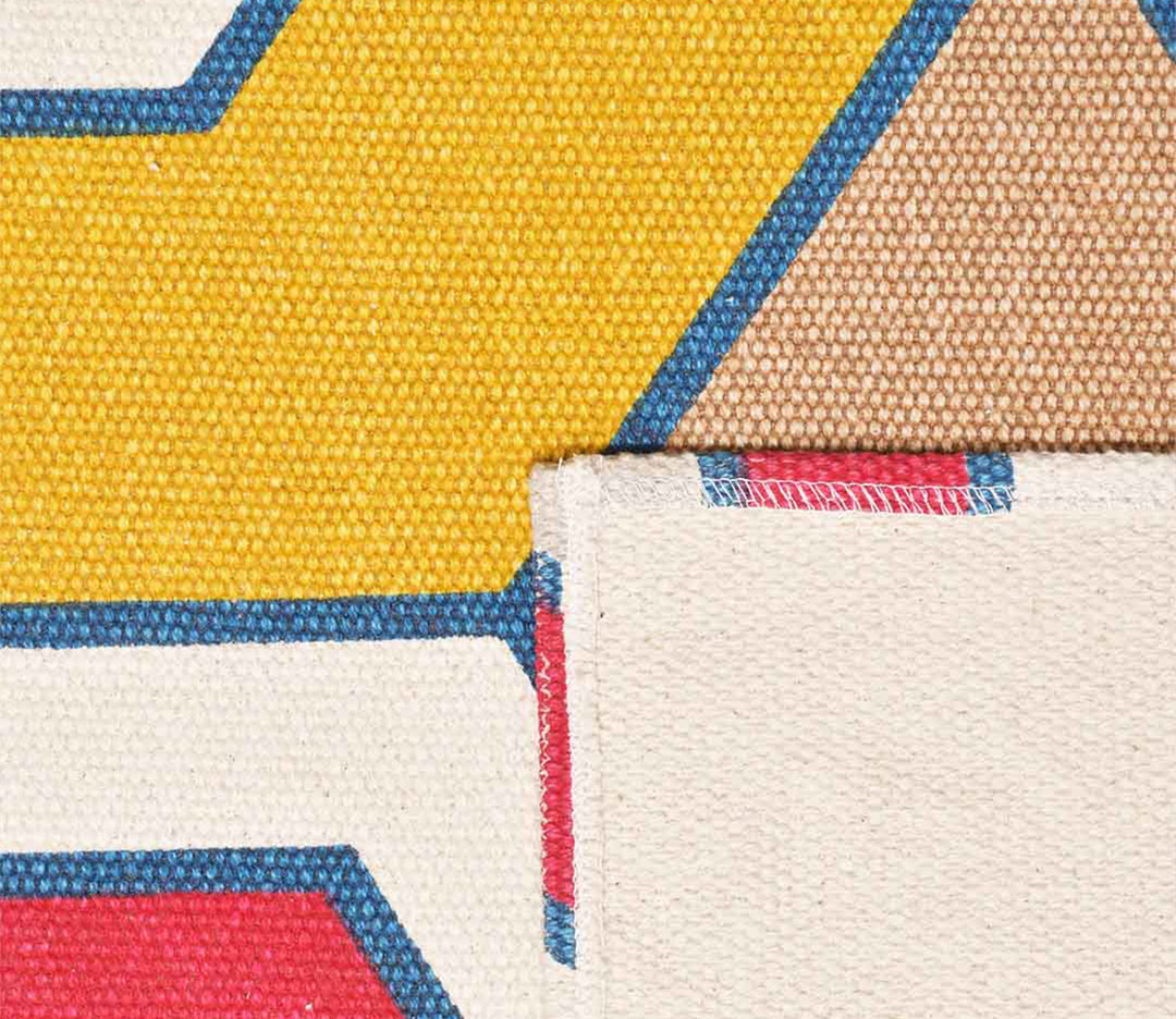 Yellow Honeycomb Design Printed Cotton Carpet