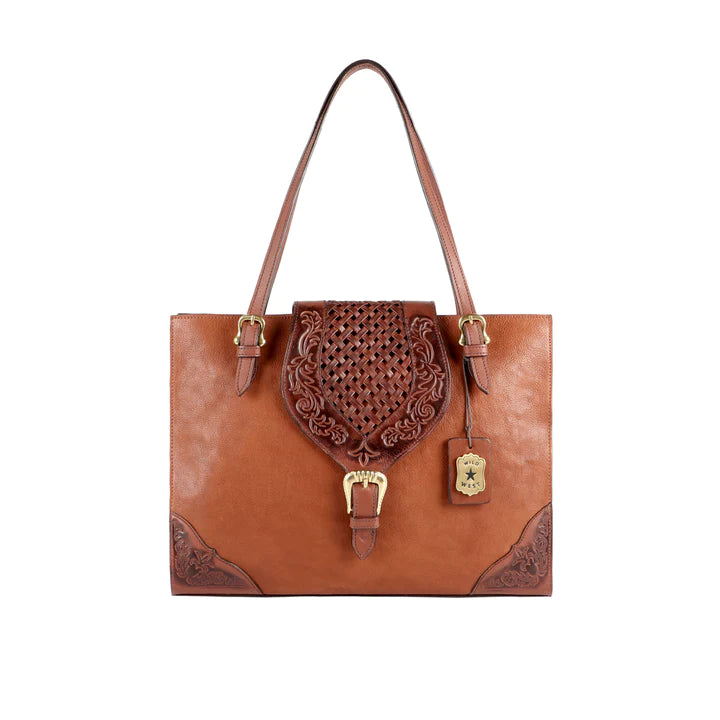 Brown Leather Tote Bag | Belle Star Western Tote