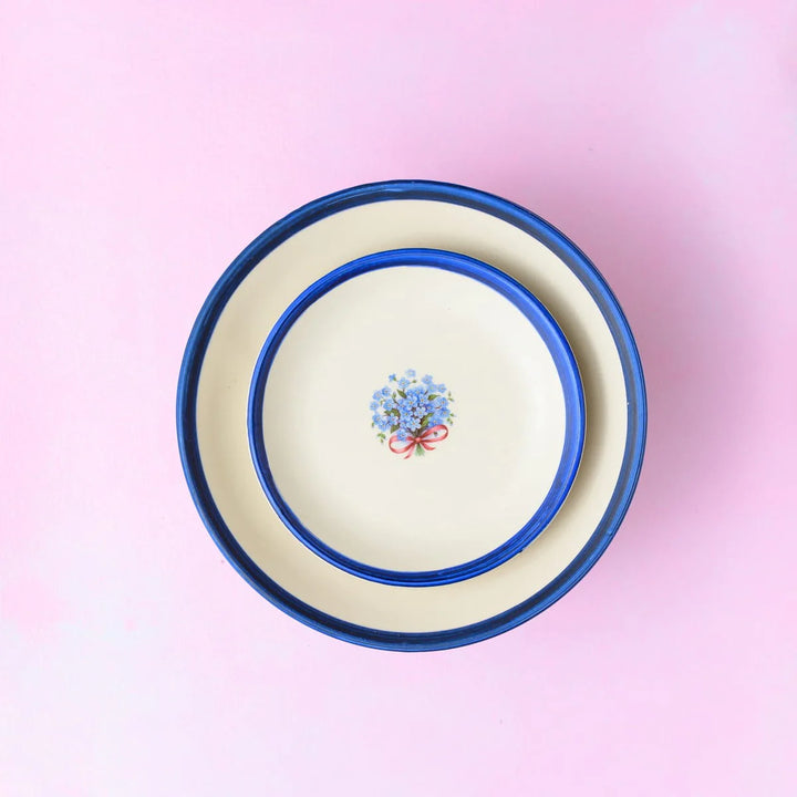 Handmade Floral Ceramic Wall Decor | Handpainted Blue Wall Decor Ceramic Plate Set of 3