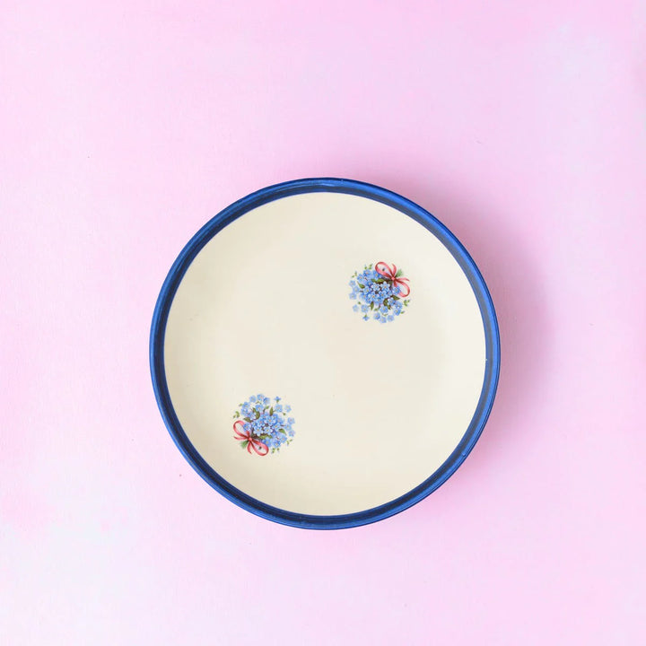 Handmade Floral Ceramic Wall Decor | Handpainted Blue Wall Decor Ceramic Plate Set of 3