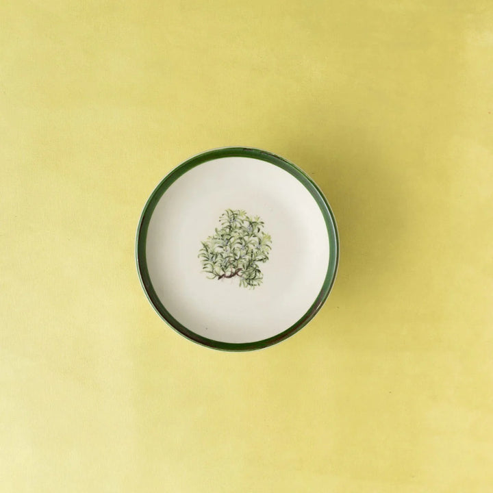 Green Floral Wall Decor Plate | Handmade Green Wall Decor Ceramic Plate Small