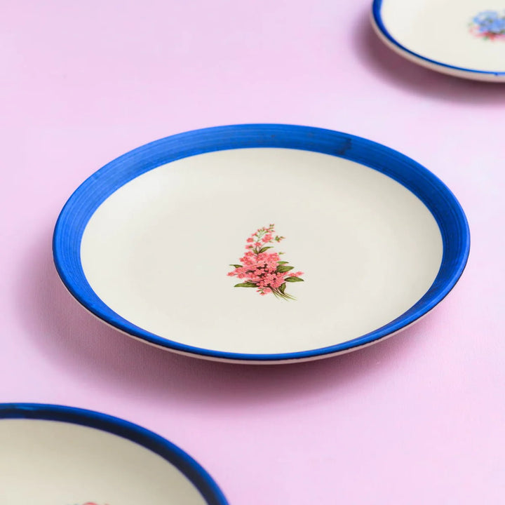 Handmade Floral Ceramic Wall Decor | Handpainted Blue Wall Decor Ceramic Plate Set of 3