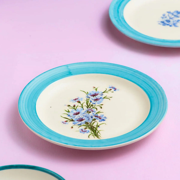 Floral Ceramic Plate Wall Decor | Floral Whispers in Sky Blue Wall Decor Ceramics Plate Big