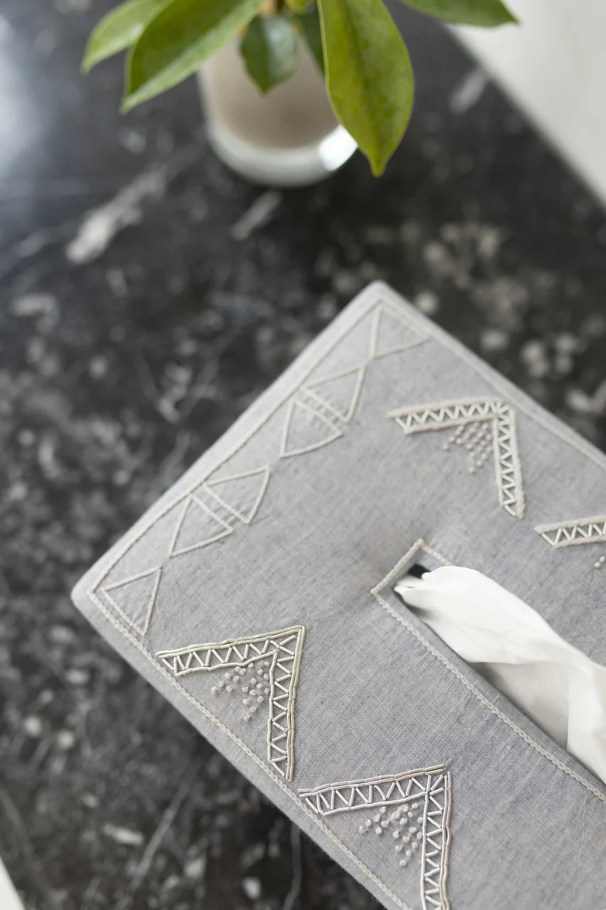 Handwoven Greek Mythology Tissue Box | Azura Handmade Tissue Box - Gray