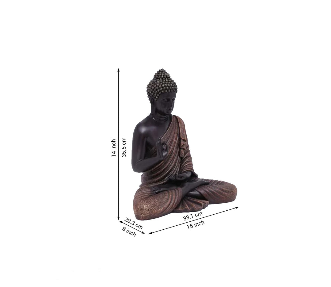 Serene Brown Blessing Buddha Decorative Showpiece