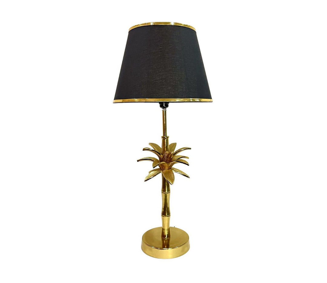 Coconut Tree Table Lamp with Black Cotton Shade