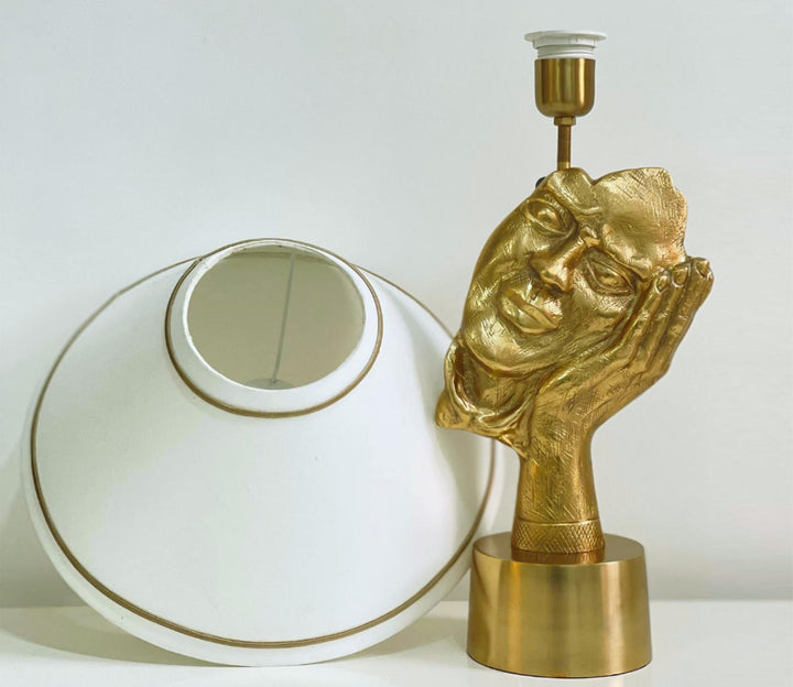 Peace Golden Brass Face Table Lamp