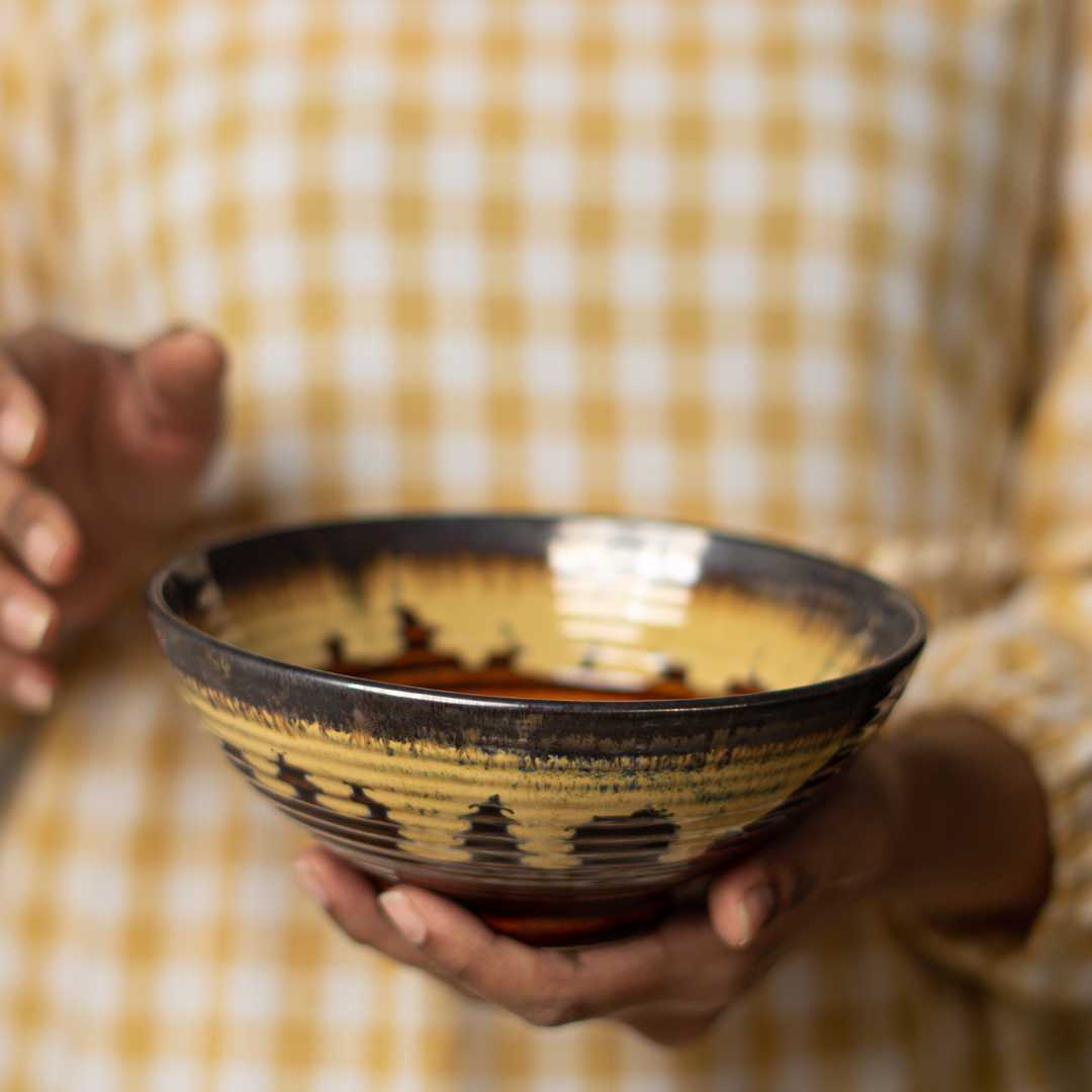 Colorful Ceramic Bowl Set | Handmade Ceramic Serving Bowl Set of 3 - Multi Color