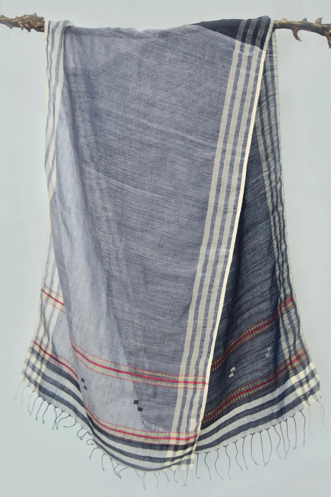 Handwoven Cotton Linen Stole with Multi-Color Patterns | Inez Handwoven Cotton Linen Stole - Multi Color