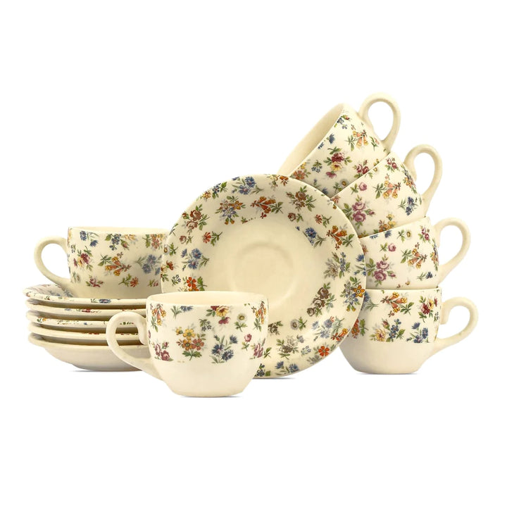 Floral Ceramic Teaset For Home | Exclusive Floral Ceramic Tea Set of 7 pcs - Beige