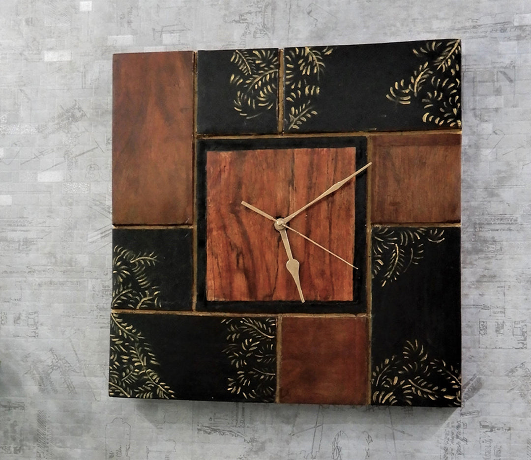 Hand-Painted Sheesham Wood Mandala Wall Clock
