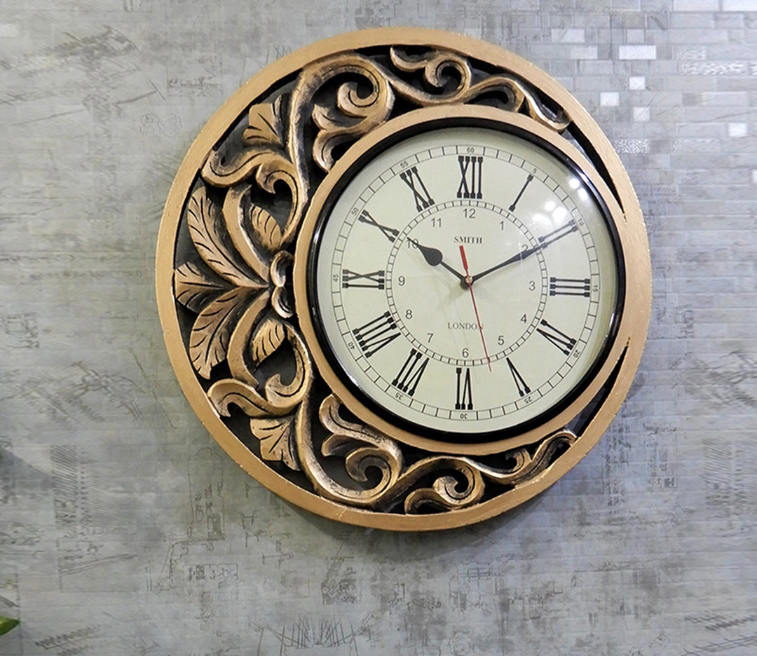Golden Moon Phases Wooden Wall Clock